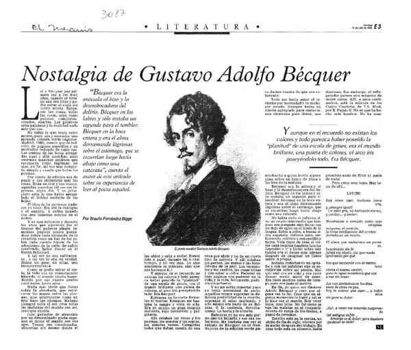 Nostalgia de Gustavo Adolfo Bécquer  [artículo] Braulio Fernández Biggs.