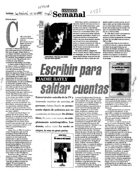 Escribir para saldar cuentas  [artículo] Roberto Amaro.