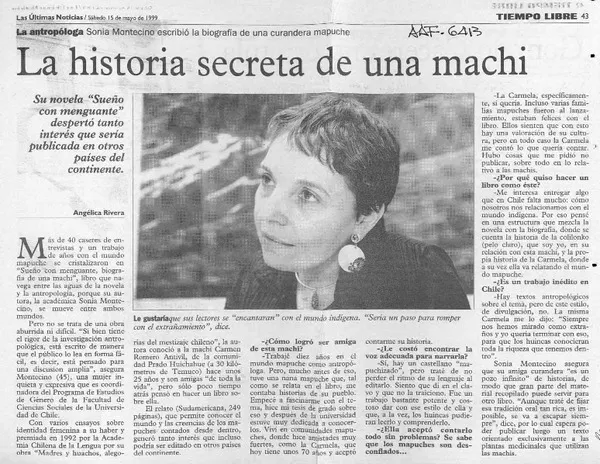 La historia secreta de una machi  [artículo] Angélica Rivera.