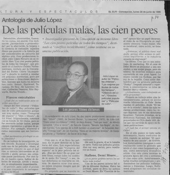 De las películas malas, las cien peores  [artículo].