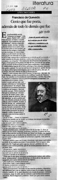 Genio que fue poeta, además de todo lo demás que fue  [artículo].