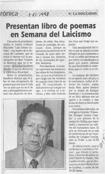 Presentan libro de poemas en semana del laicismo  [artículo].