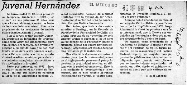 Juvenal Hernández  [artículo] Miguel Laborde.
