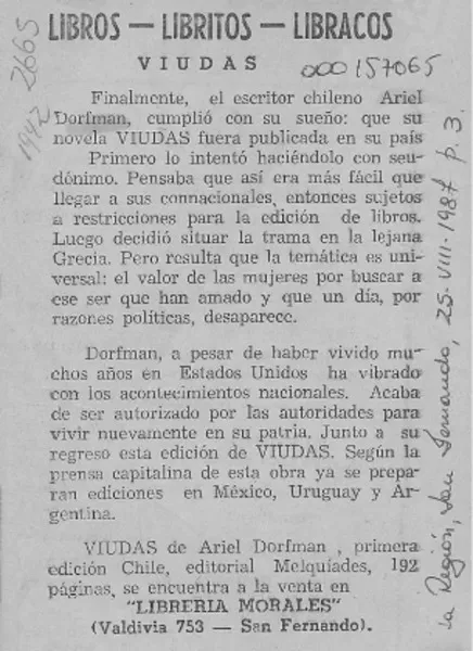 Viudas  [artículo].