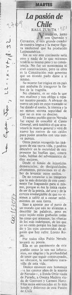 La pasión de Chile  [artículo] Raúl Zurita.