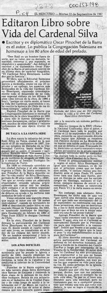 Editaron libro sobre vida del Cardenal Silva  [artículo].