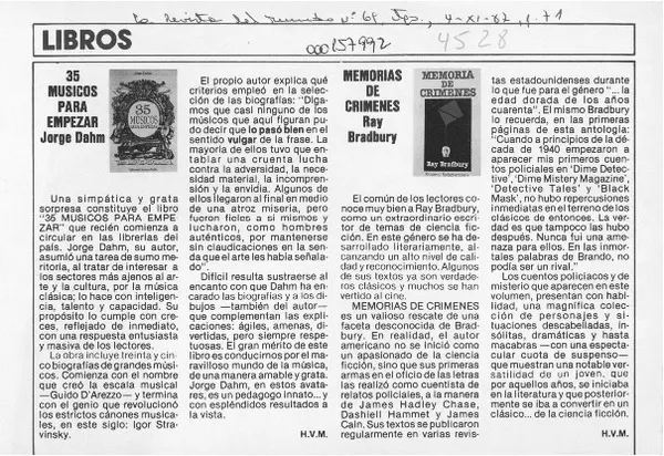 Libros  [artículo] H. V. M.
