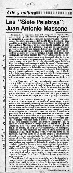 Las "Siete palabras", Juan Antonio Massone  [artículo] Roque Esteban Scarpa.