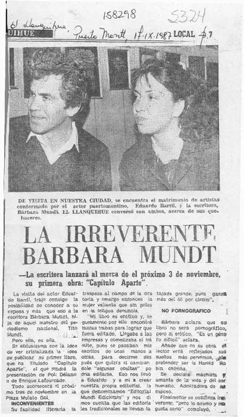 La Irreverente Bárbara Mundt  [artículo].