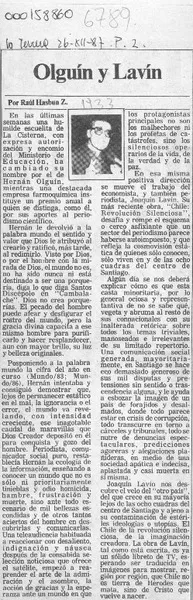 Olguín y Lavín  [artículo] Raúl Hasbún Z.