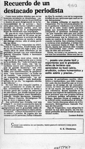 Recuerdo de un destacado periodista  [artículo] Lautaro Robles.
