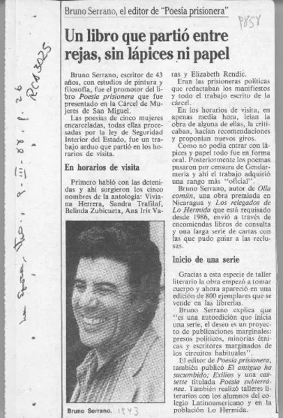 Un Libro que partió entre rejas, sin lápices ni papel  [artículo].