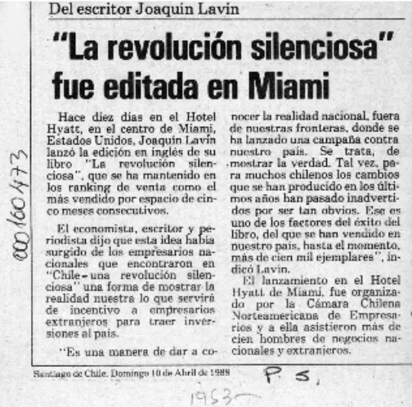"La Revolución silenciosa" fue editada en Miami  [artículo]