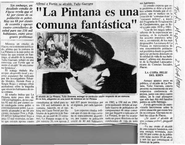 "La Pintana es una comuna fantástica"  [artículo].