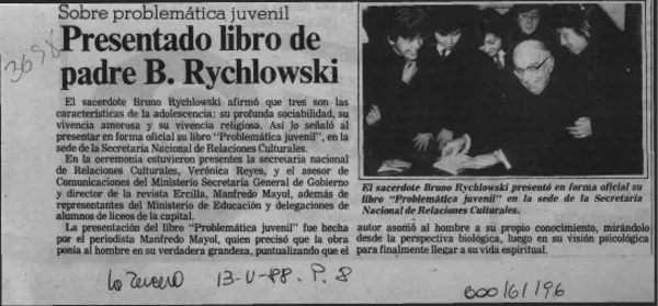 Presentado libro de padre B. Rychlowski  [artículo].