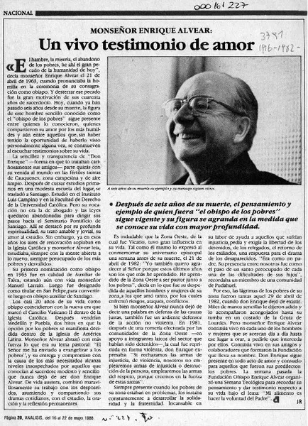 Un vivo testimonio de amor  [artículo] JR.