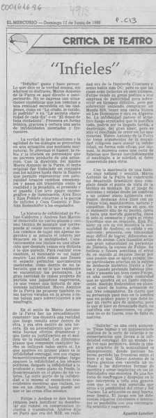 "Infieles"  [artículo] Agustín Letelier.