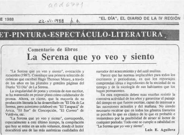 La Serena que yo veo y siento  [artículo] Luis E. Aguilera.