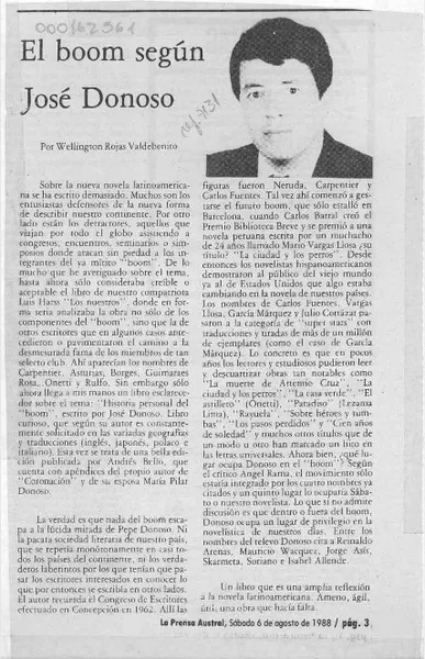 El boom según José Donoso  [artículo] Wellington Rojas Valdebenito.