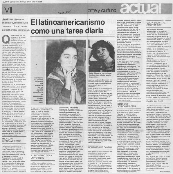 El latinoamericanismo como una tarea diaria  [artículo] Anamaría Maack.
