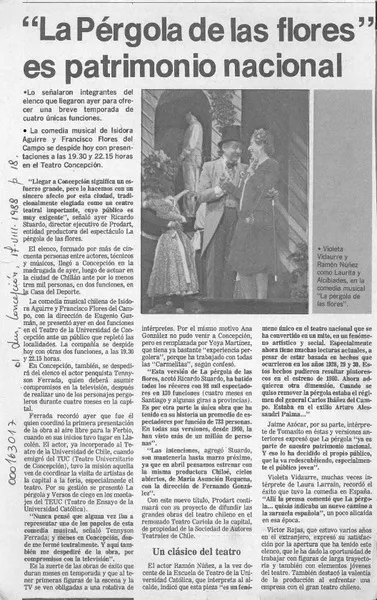 "La Pérgola de las flores" es patrimonio nacional  [artículo].