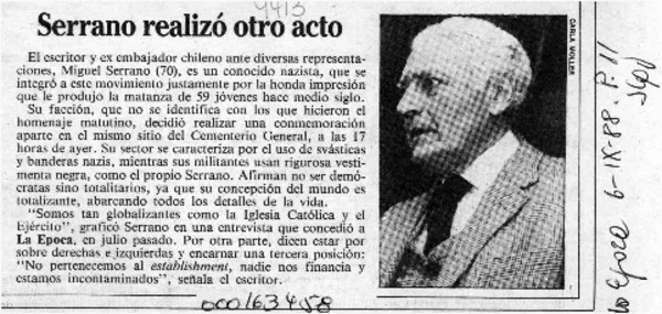 Serrano realizó otro acto  [artículo].