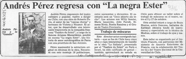 Andrés Pérez regresa con "La negra Ester"  [artículo].