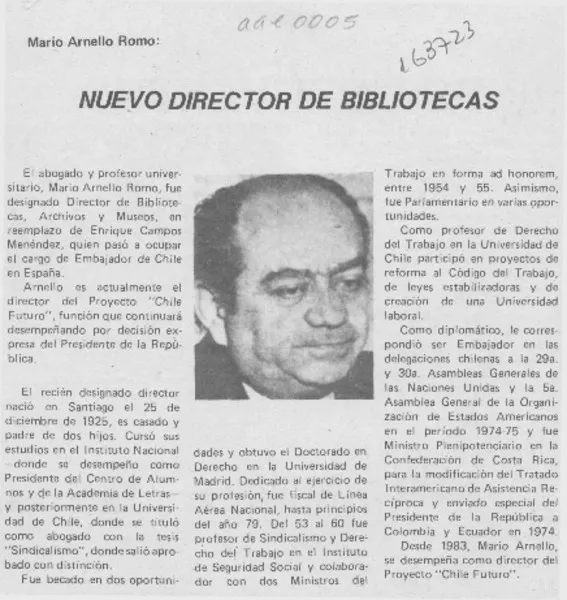 Nuevo Director de Bibliotecas  [artículo].