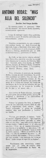 Antonio Rodas, "Más allá del silencio"  [artículo] José Vargas Badilla.