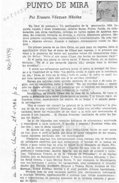 Punto de mira  [artículo] Ernesto Vásquez Méndez.