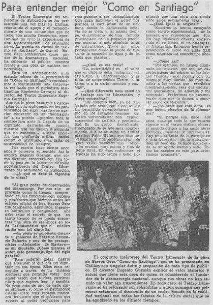 Para entender mejor "Como en Santiago"  [artículo].