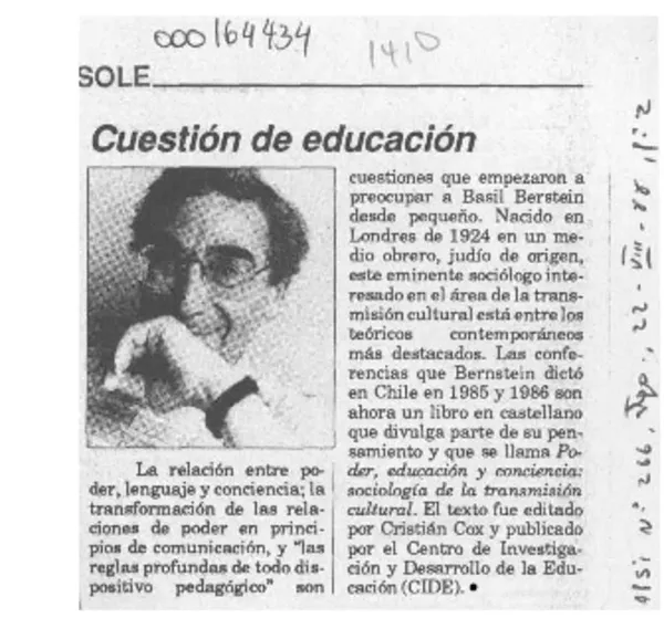 Cuestión de educación  [artículo].