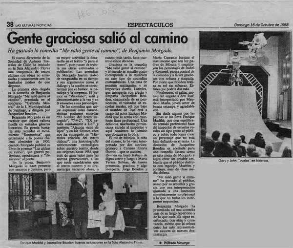 Gente graciosa salió al camino  [artículo] W. Mayorga.