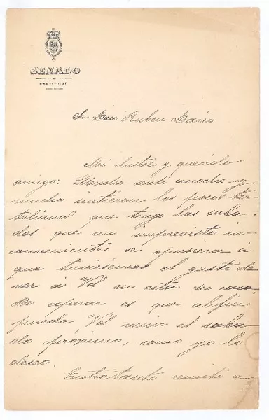 [Carta] [1900] Madrid, España [a] Rubén Darío  [manuscrito] Juan Valera.