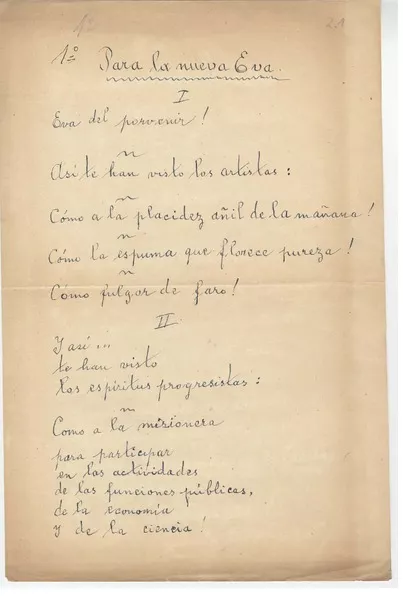 Para la nueva Eva  [manuscrito] Zoilo Escobar.