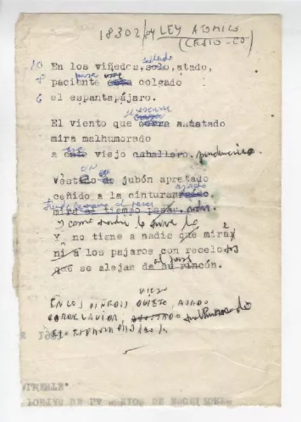 [En los viñedos, callado, atado...]  [manuscrito] Jorge Espinoza Román.