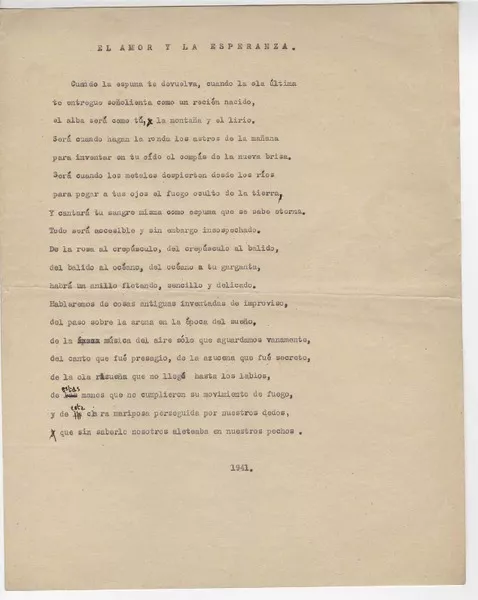 El amor y la esperanza  [manuscrito] Rafael Gandolfo B.