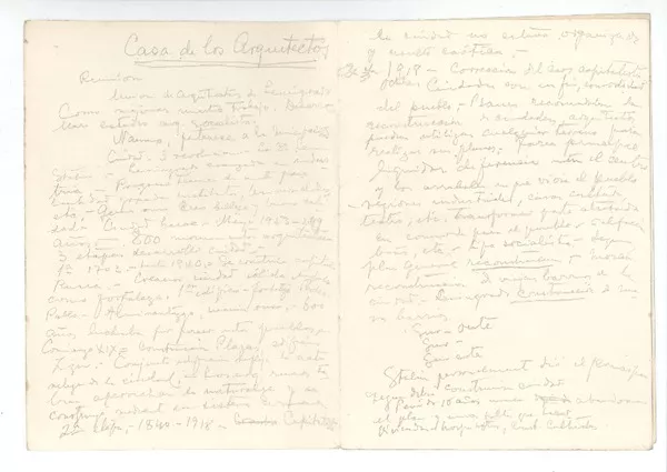Casa de los arquitectos  [manuscrito] Fernando Santiván.