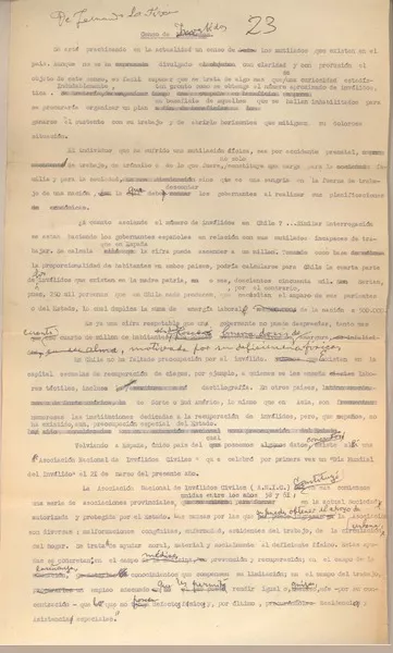Censo de inválidos  [manuscrito] Fernando Santiván.