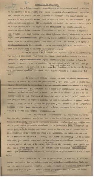 Alimentación nacional  [manuscrito] Fernando Santiván.