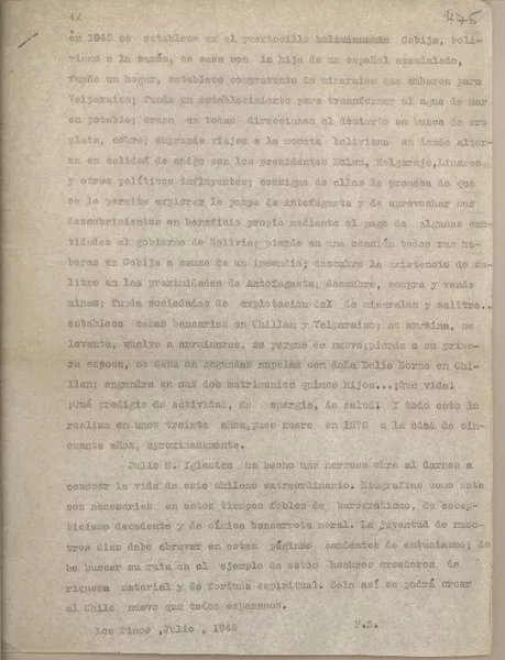 [José Santos Ossa]  [manuscrito] Fernando Santiván.