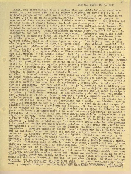 [Carta] 1943 abr. 29, México [a] [Gabriela Mistral]  [manuscrito] Palma [Guillén].