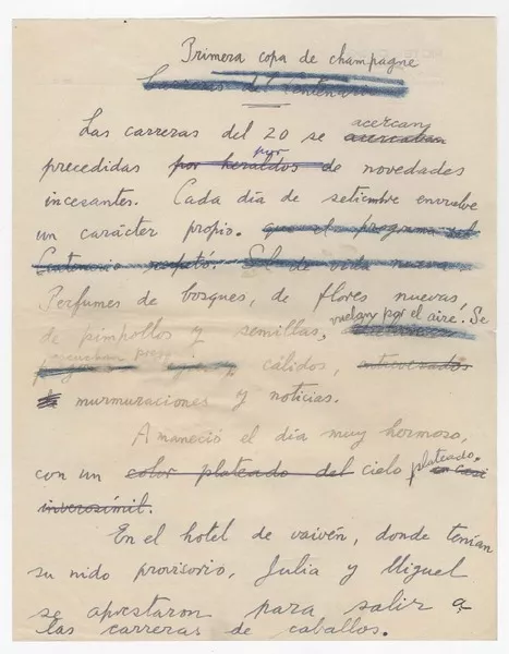 Primera Copa de Champagne  [manuscrito] Joaquín Edwards Bello.