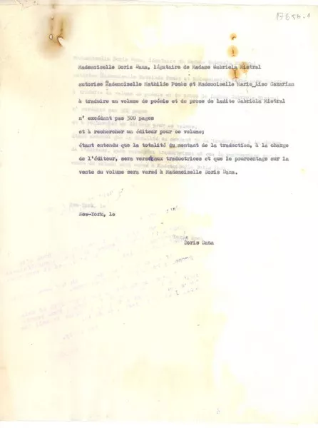 [Carta] [1958?], New, York [a] Mathilde Pomés y Marie Lise Gazarian  [manuscrito] Doris Dana.