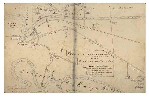 Croquis aproximado de la situación de las piedras con tacitas  [material cartográfico]