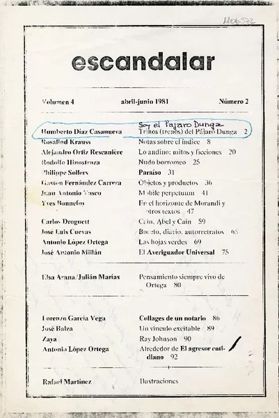 Trinos(trenos) del pájaro dunga  [manuscrito] Humberto Díaz-Casanueva.