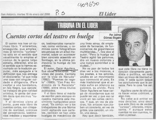 Cuentos cortos del teatro en huelga  [artículo] Jaime Gómez Rogers