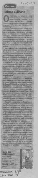 Turismo culinario  [artículo] C. G. H.