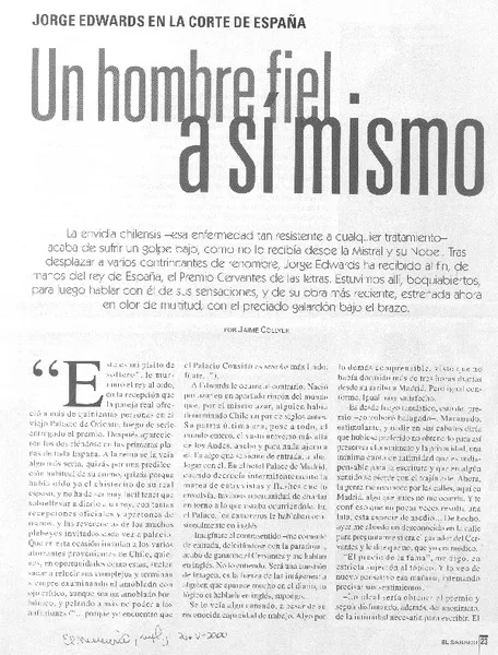 Un hombre fiel a sí mismo  [artículo] Jaime Collyer