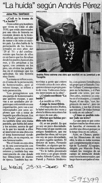 "La huida" según Andrés Pérez  [artículo] Jaime Piña